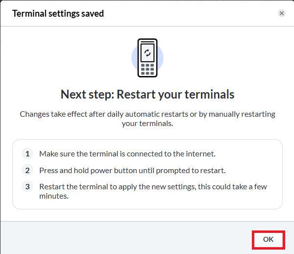 LSR - Reports - Lightspeed Payments - Transactions and Payouts - Terminals - Settings - Terminal Settings Saved - 01-09-25.png