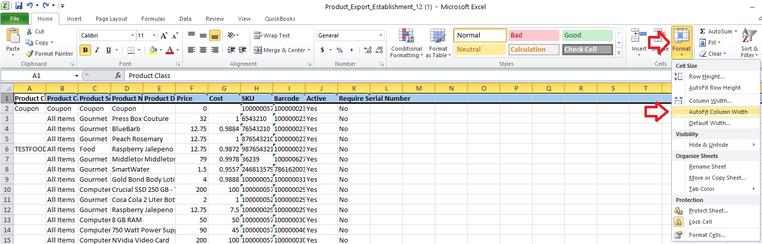 Export serial numbers for products to an Excel spreadsheet – Individual ...